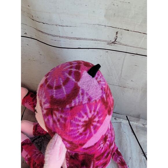 Hanging tie dye pink monkey Stuffed Animal Hook Loop Hands 16 Inches - Picture 6 of 8